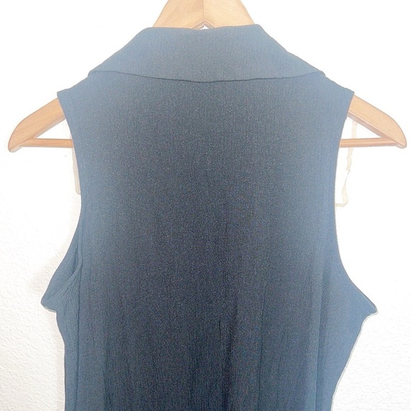 Studio1940 Black Collared Button Down Maxi Dress With Attached Belt To Tighten - Picture 8 of 9